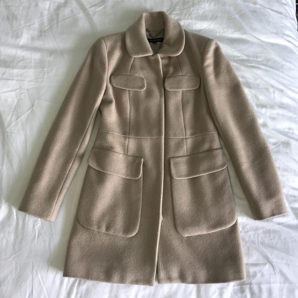 French Connection Taupe Wool Coat - Size 6